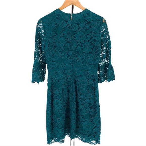 Draper James Lace Bell-Sleeve Cocktail Dress in Deep Teal Lace size 2 - Picture 8 of 13